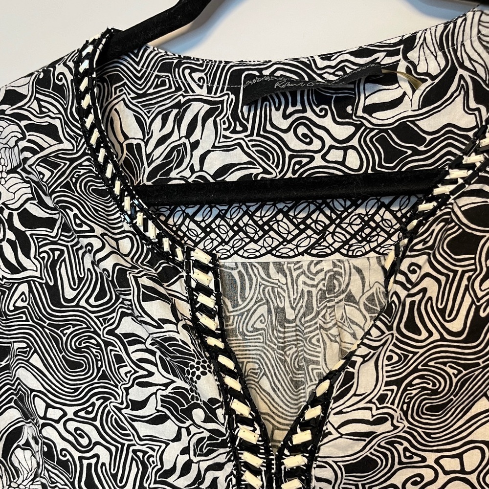 Robert Graham Beaded Black White Tunic Top S - Picture 4 of 11